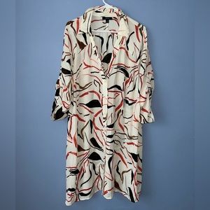 Alfani Collared Tunic Top Button Up Roll Tab Sleeve 3X Longline